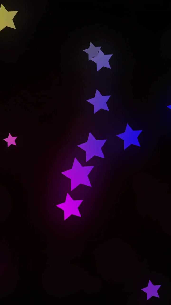 Animación de estrellas coloridas sobre fondo negro