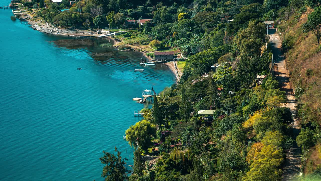 Timelapse of Lake Atitlán Shore and Village Road