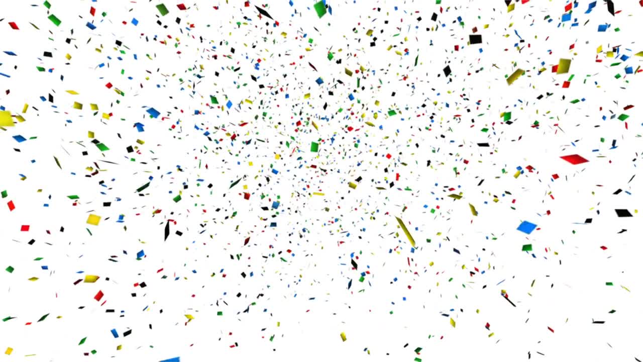 Coriandoli colorati che cadono su sfondo bianco e nero