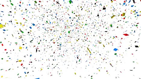 Colorful-confetti-falling-against-white-and-black-background