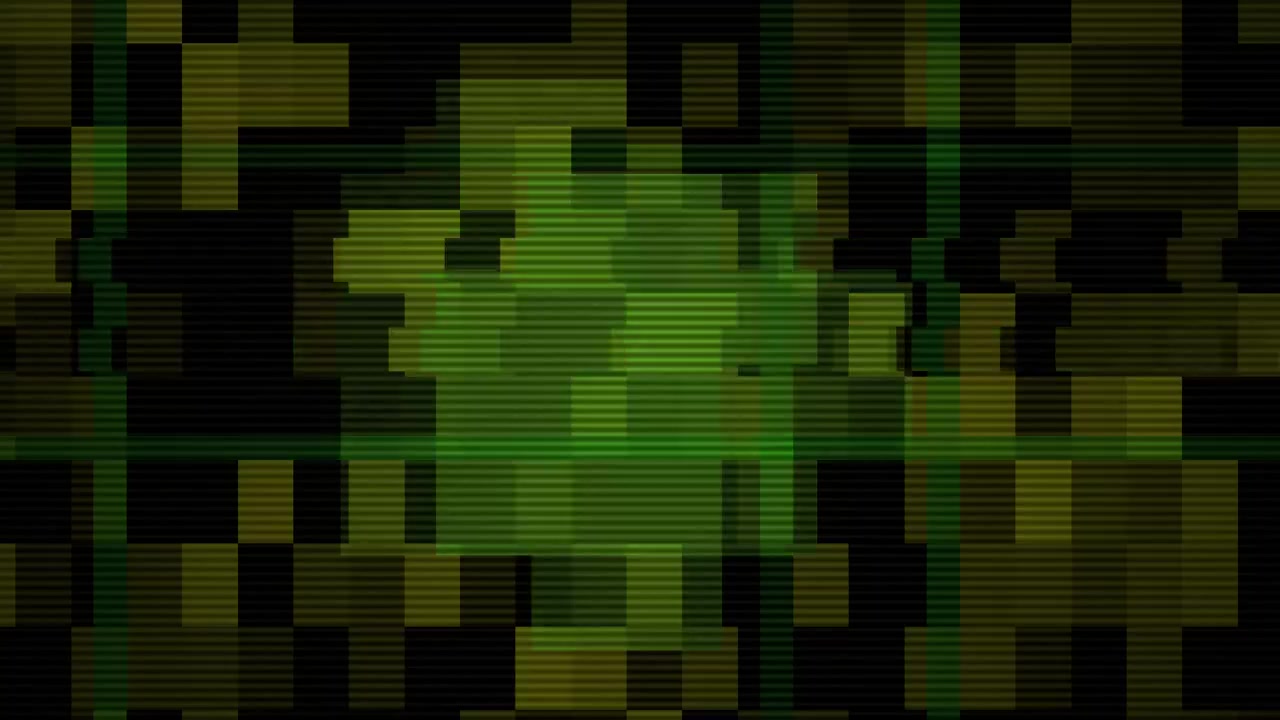 Sfondo Digitale Astratto con Glitch di Pixel e Linee di Scansione
