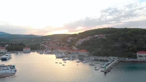 croatia tourism concept - hvar island town at sunset