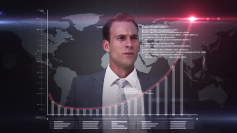 un hombre de negocios usando una interfaz digital