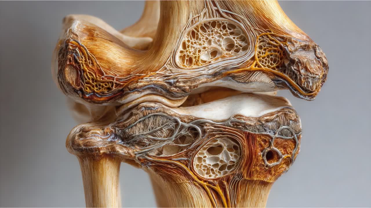 Detailed Visual Representation of Bone Structure: A Close-Up Study of Joint Anatomy Highlighting Intricate Features and Textures for Educational Purposes