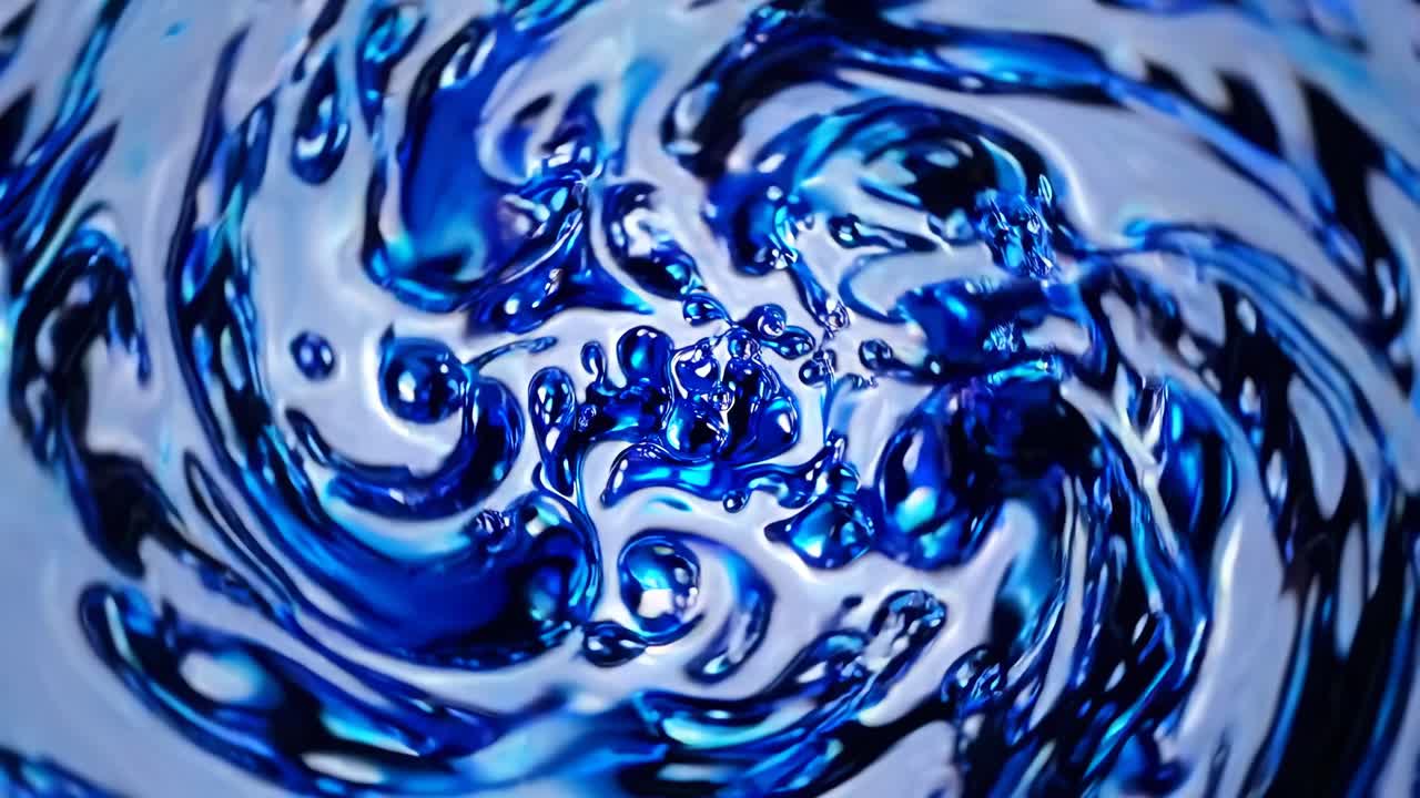 Abstract video of swirling blue liquid, captured from a top-down angle, showcasing dynamic movement