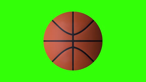 bola de baloncesto girando en una pantalla verde - fondo chromakey, bucle