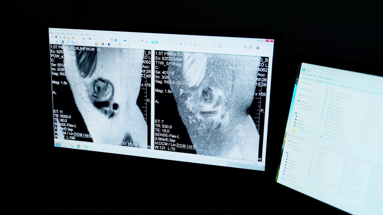 Magnetic resonance image. Results of patient scan by magnetic resonance imaging