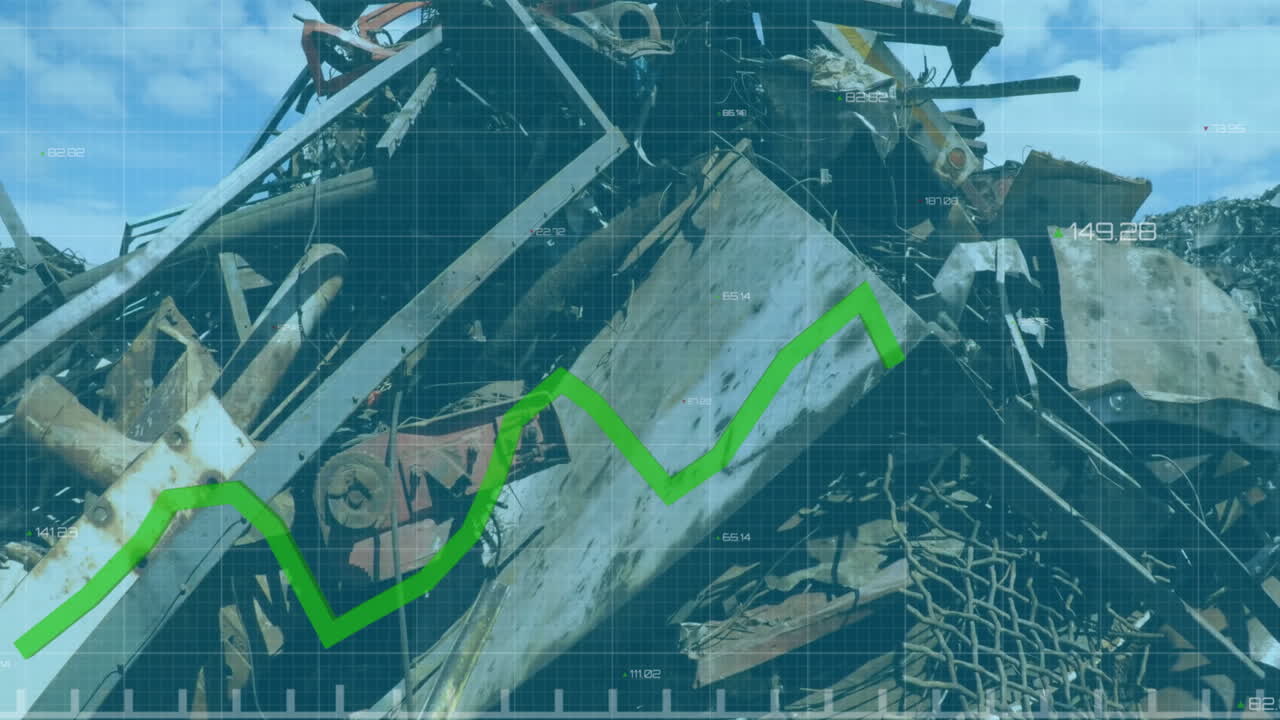 황무지 위의 데이터 처리와 함께 녹색 선의 애니메이션