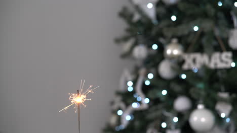 sparkler and christmas tree