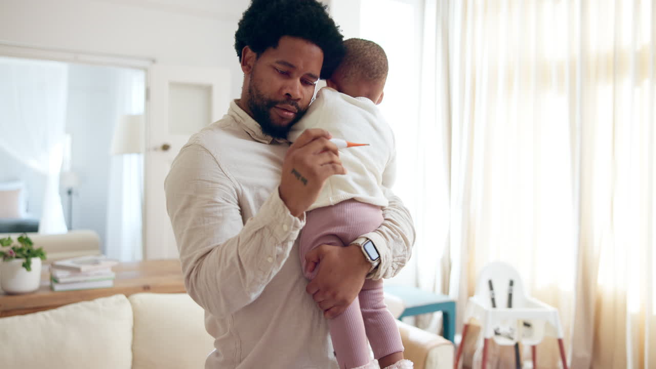 Father taking child's temperature