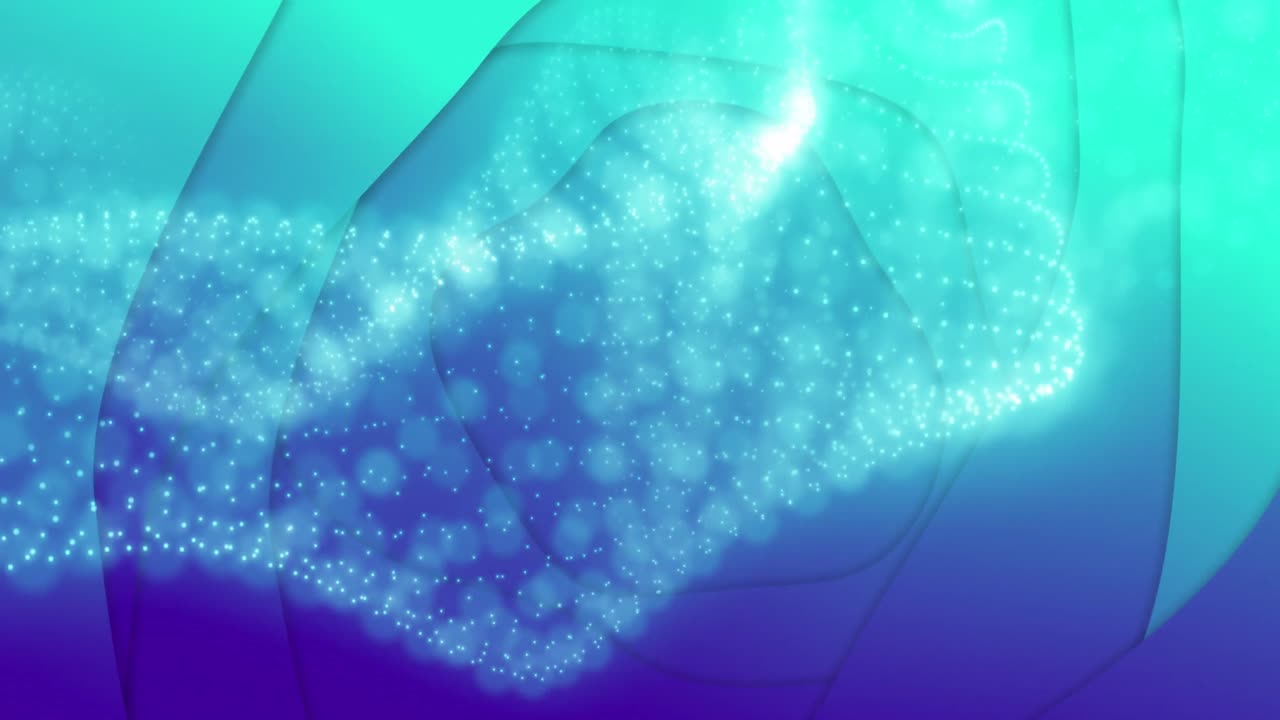 Animación de formas en movimiento sobre fondo azul