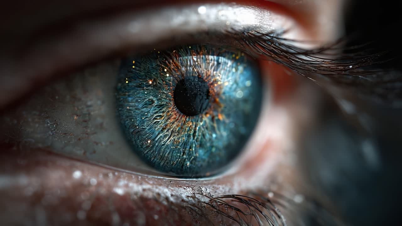 Un'esplorazione ravvicinata di un bellissimo occhio umano che cattura dettagli intricati e colori affascinanti, mostrando la profondità e la complessità della visione.