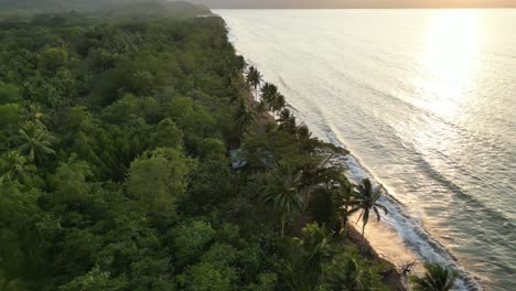 sunset at secluded playa mecana beach near bahía solano in the chocó department on the pacific coast of colombia