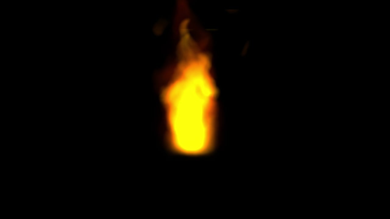 Single Flame Burning and Flickering on a Black Background