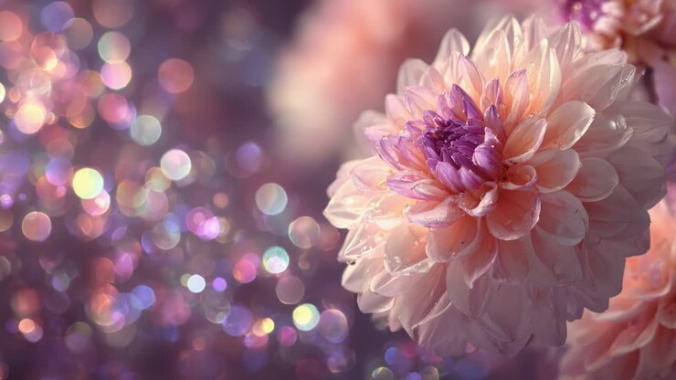 Mesmerizing Close-Up of a Beautiful Flower Petal, Radiating Soft Light and Sparkling Colors Against a Dreamy Blurred Background, Evoking a Sense of Nature's Pure Beauty and Delicacy