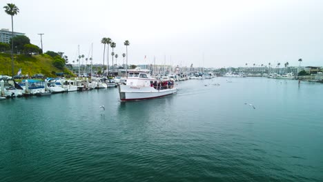 drone view of sport boat in oceanside harbor