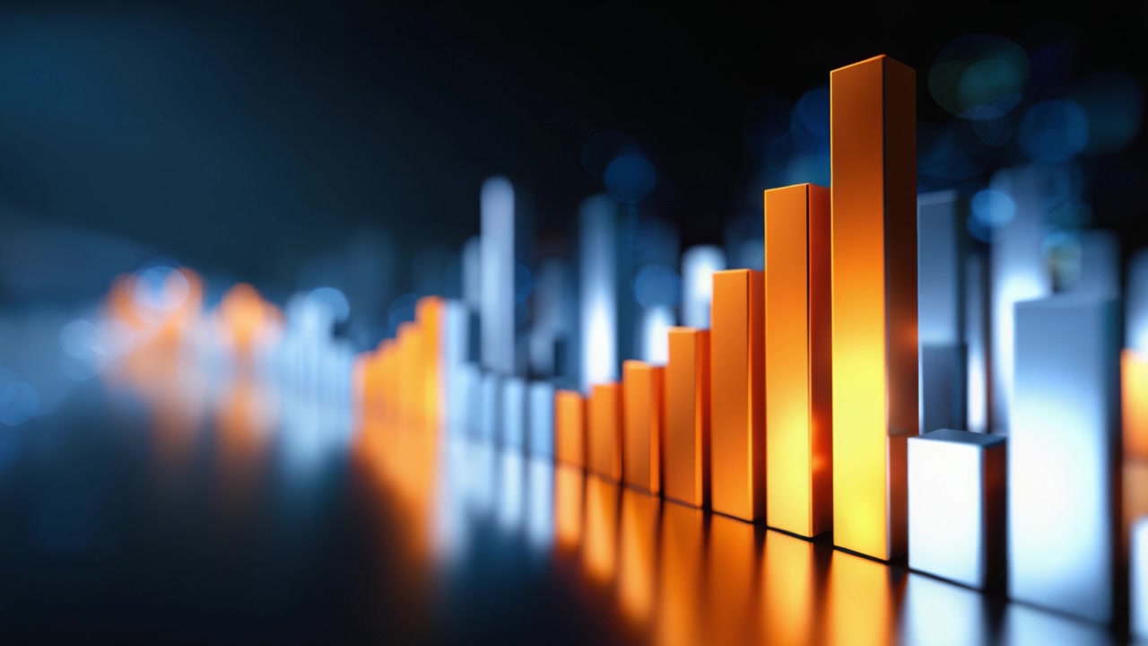 Dynamic Financial Growth: A Visualization of Bar Charts Representing Increasing Data Trends in Business and Financial Analysis with Vibrant Bar Colors