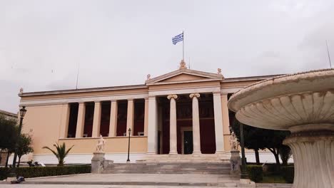 motion panning shot of national and kapodistrian university of athens, greece