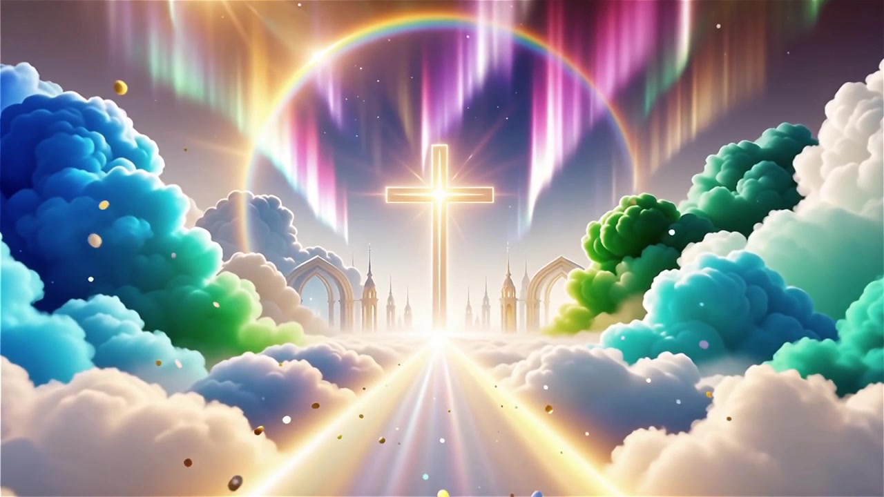 Christian Cross Heavenly Light Worship Background