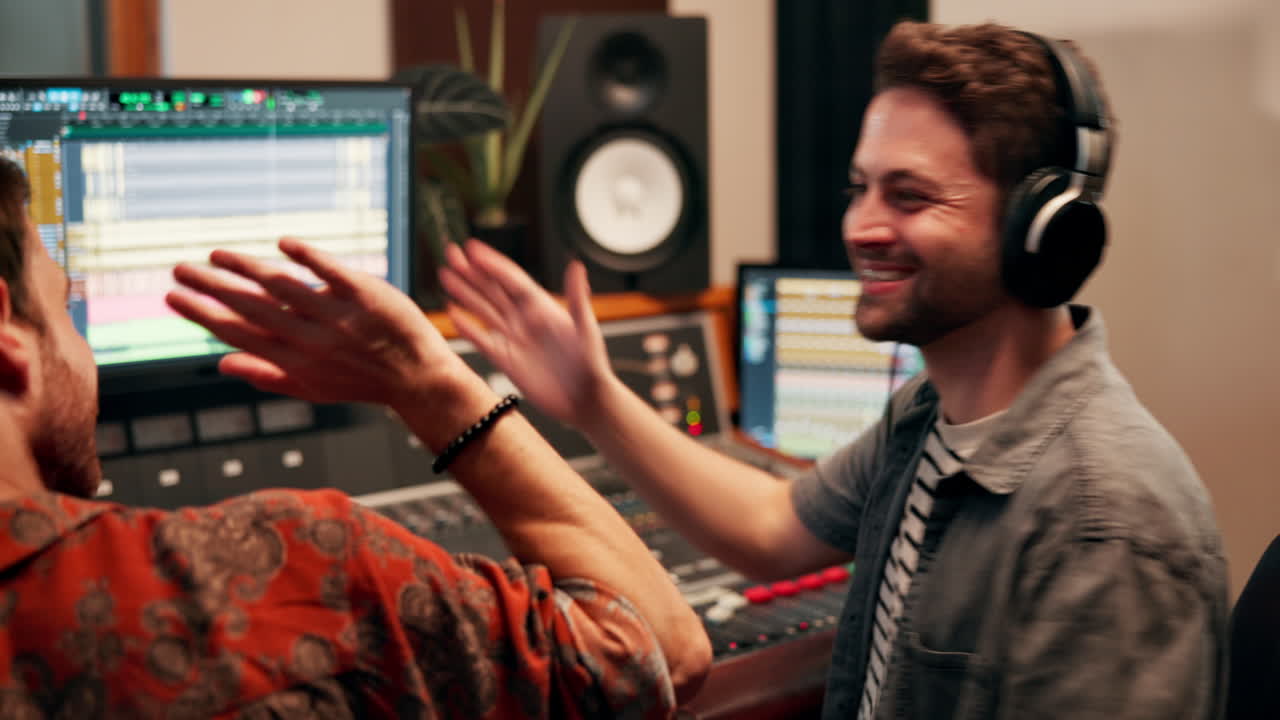 Men working in a music studio