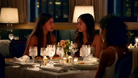 friends enjoying dinner at an upscale restaurant