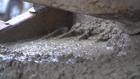 a liquid concrete mix poured into a formwork at a construction site