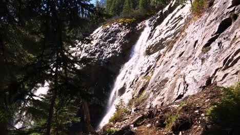 camera moves towards waterfall in slow motion