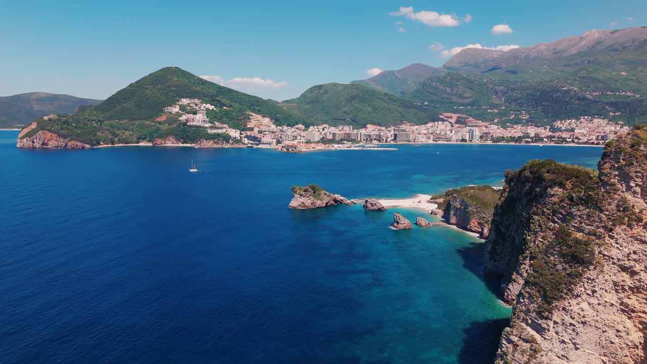 Reveal Shot: Hidden Island Fortification Opening to the Adriatic Shoreline