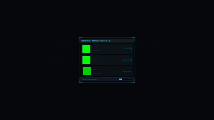 Futuristic Digital Personnel Directory Interface Loading Data