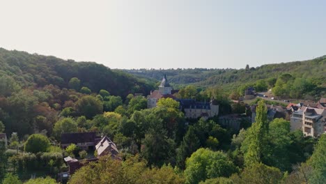 aerial view of gargilesse village and its castle, france