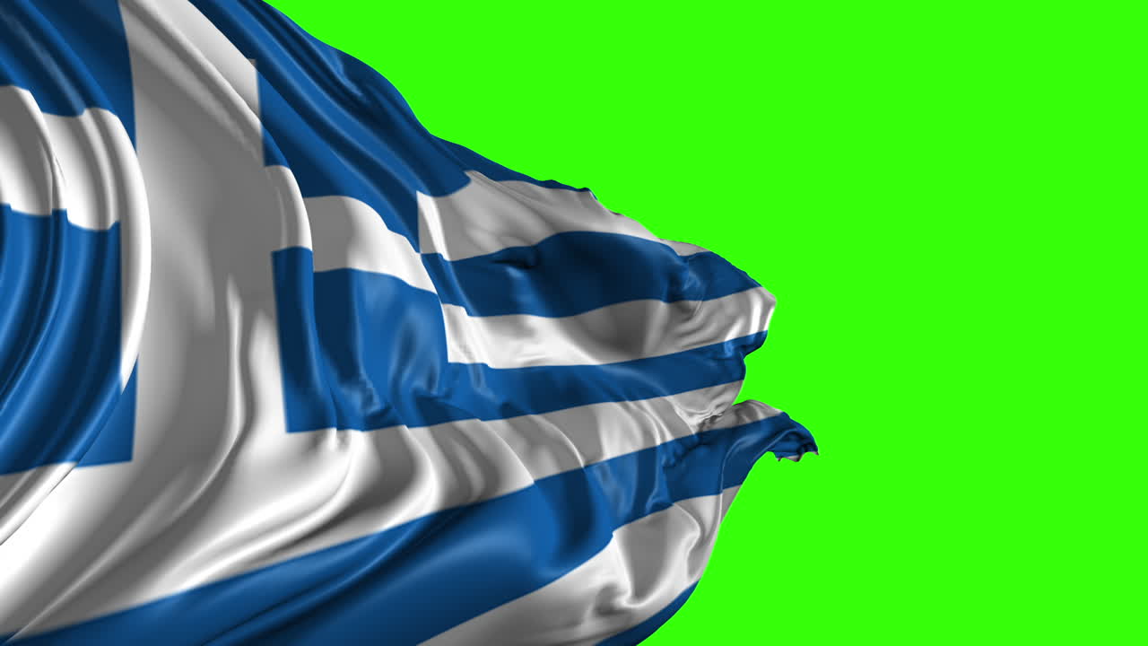 Flag of Greece on Green Screen