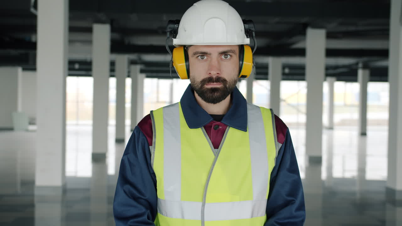 Construction Worker on an Empty Construction Site