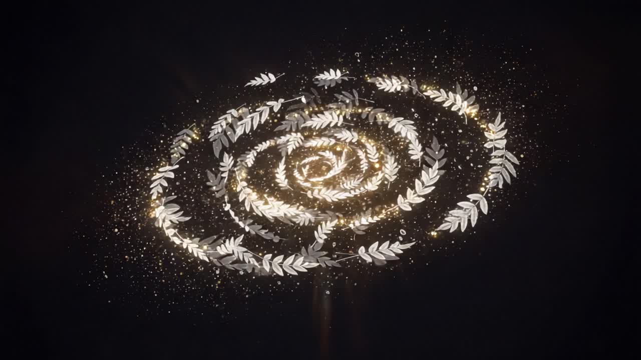 A Mesmerizing Cosmic Spiral of Glimmering Stars and Exotic Foliage, Creating a Dazzling Display of Nature and the Universe in Perfect Harmony