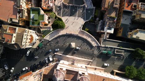 top down drone shot above rome, italy's famous spanish steps