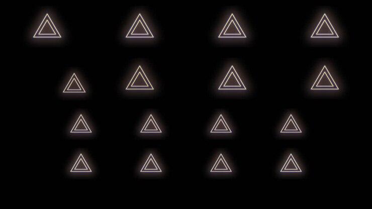Yellow geometric triangles pattern with neon light