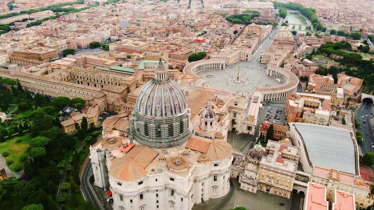 Overhead view reveals sacred harmony between Vatican dome and Roman skyline