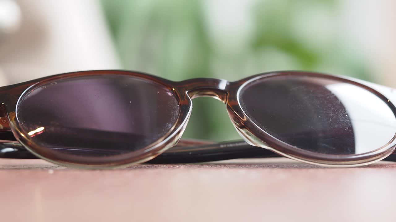 Close-up of Brown Round Sunglasses