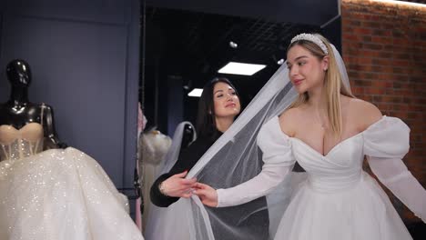 bride shopping for a wedding dress