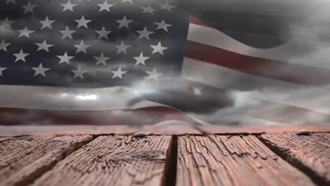 Wooden-deck-and-American-flag