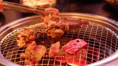 meat grilling on a barbecue grill