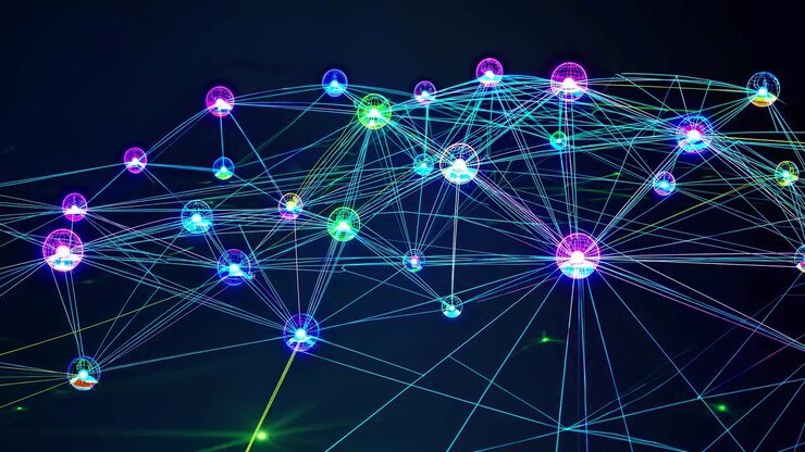 Abstract Digital Network Connection with Glowing Nodes and Lines