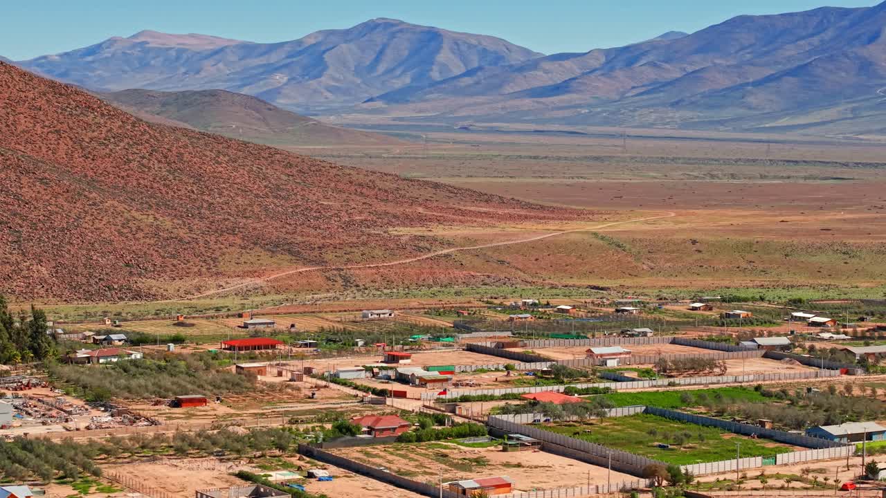 Aerial landscape of Vallenar, Huasco Valley in Chile, Atacama Andean Cordillera