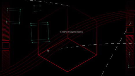 animation of data processing over geometrical shapes on black background