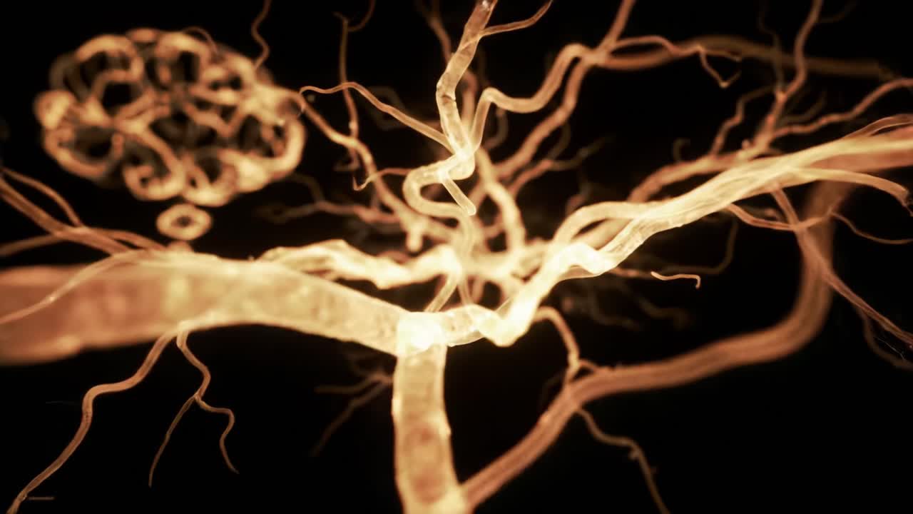 This captivating display illustrates the complex connections of neurons within the human brain.