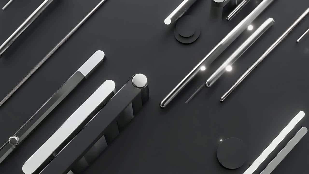 Elegant abstrakt animation af geometriske bjælker i sølv og grå