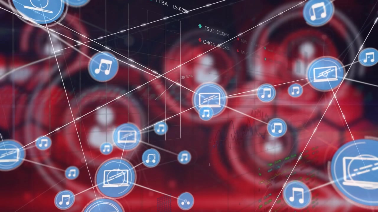 Animation af netværk af forbindelser over databehandling