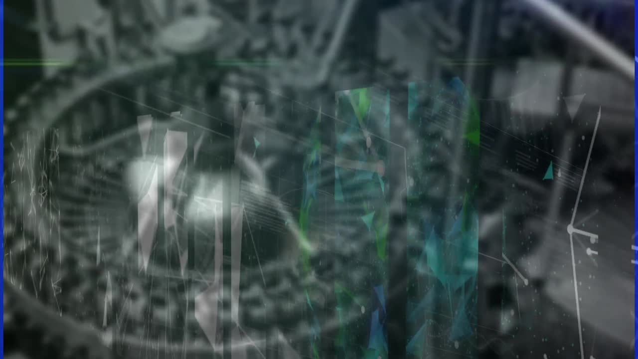 animación de la pantalla digital con datos diversos sobre el almacén borroso