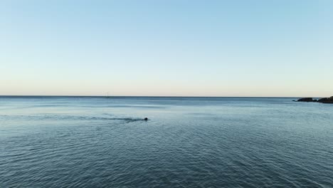 aerial footage of a man swimming in the atlantic ocean
