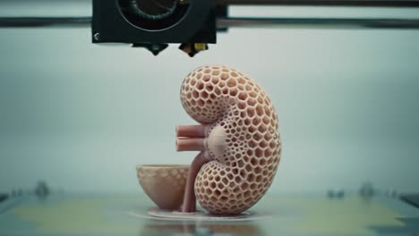 advanced 3d printing technology showcases intricate bioprinting of a realistic kidney model for biomedical applications and research innovations