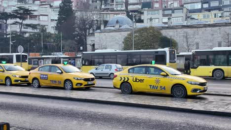 istanbul street scene with public transportation